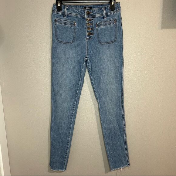 Urban Outfitters BDG y2k high rise patch pocket raw hem skinny jeans size 26 - Picture 1 of 8